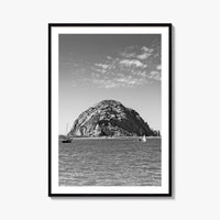 Morro Bay Black and White Fine Art Photo Print, Morro Rock California Poster