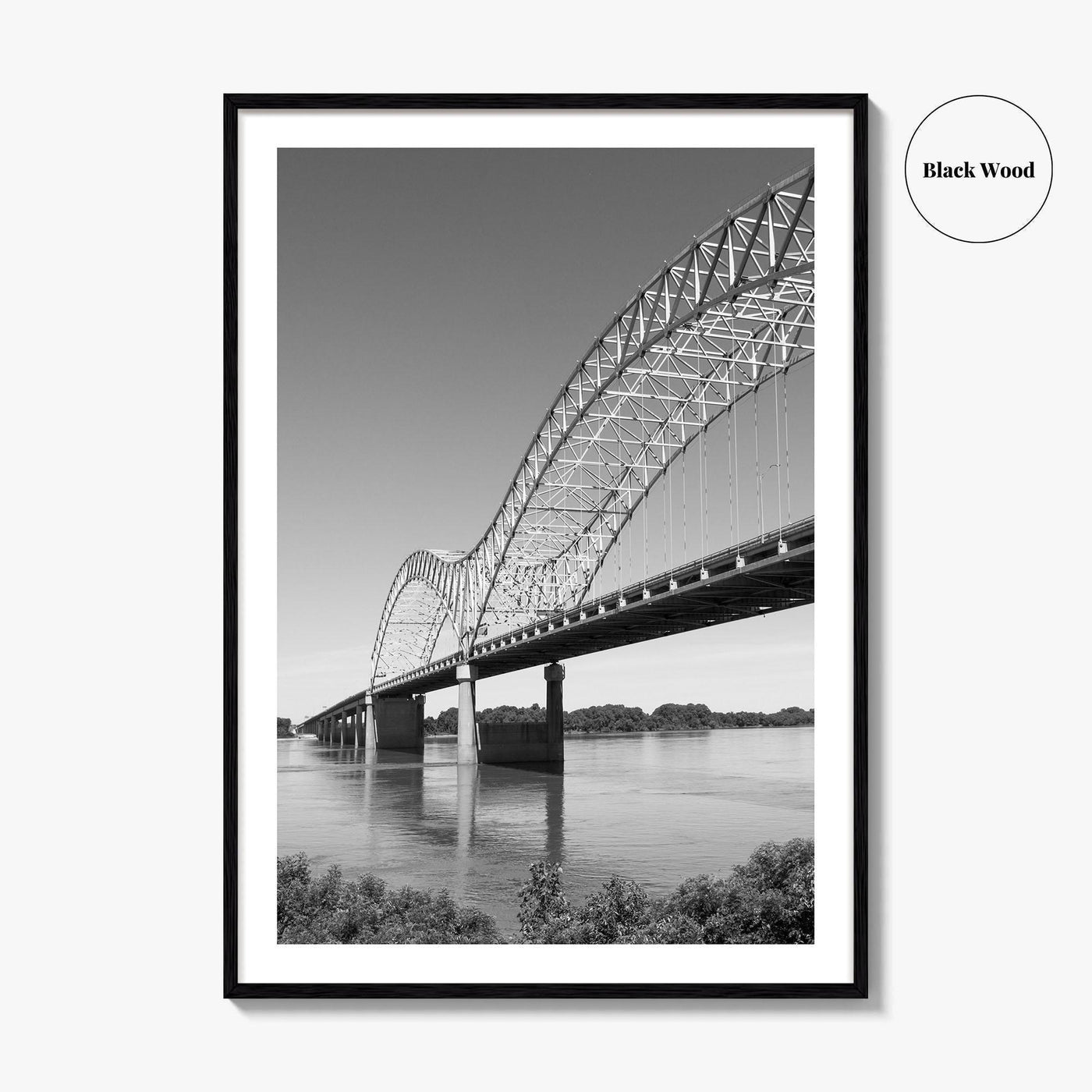 Memphis Black and White Fine Art Photo Print, Tennessee Hernando de Soto Bridge Poster