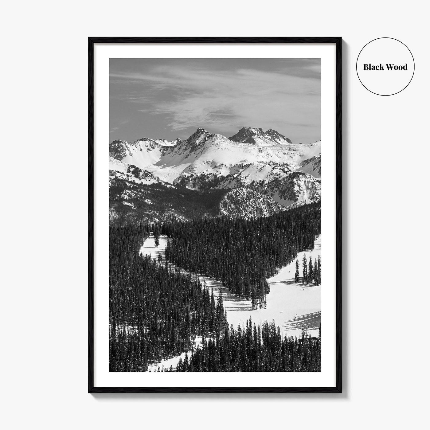 Vail Black and White Fine Art Photo Print, Colorado Rockies Ski Runs, Alpine Poster