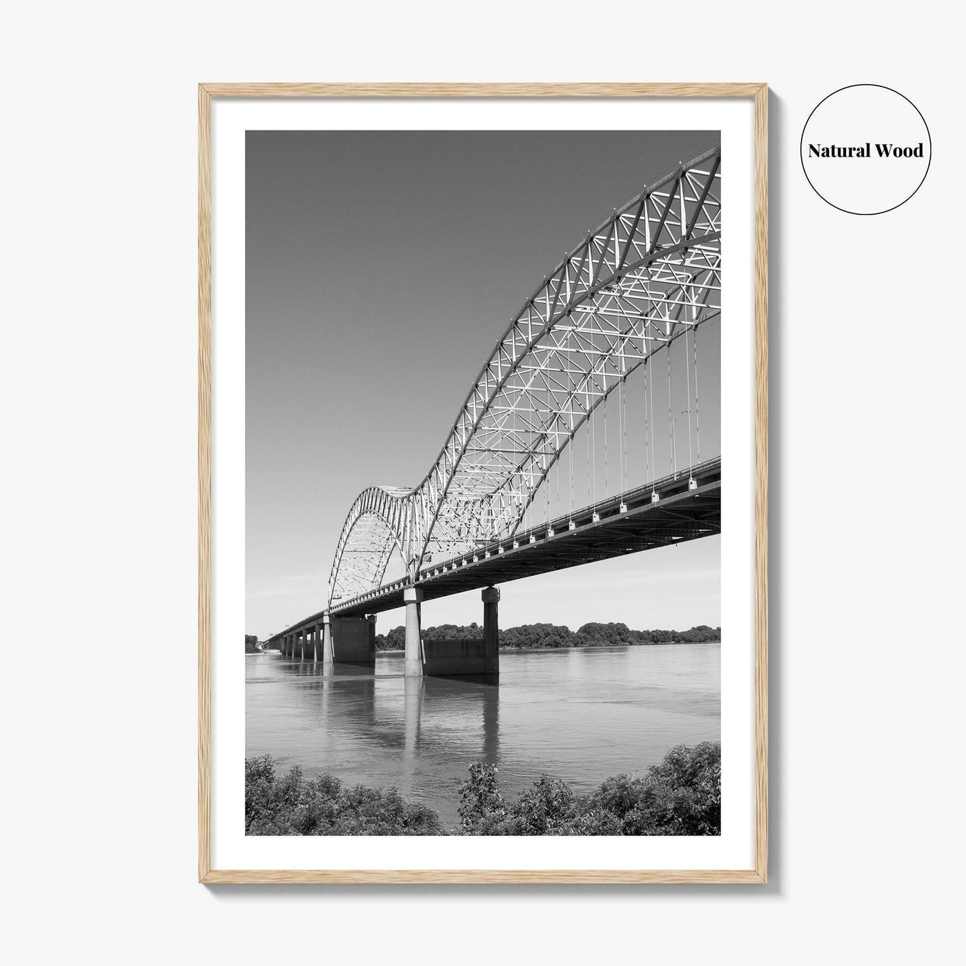Memphis Black and White Fine Art Photo Print, Tennessee Hernando de Soto Bridge Poster