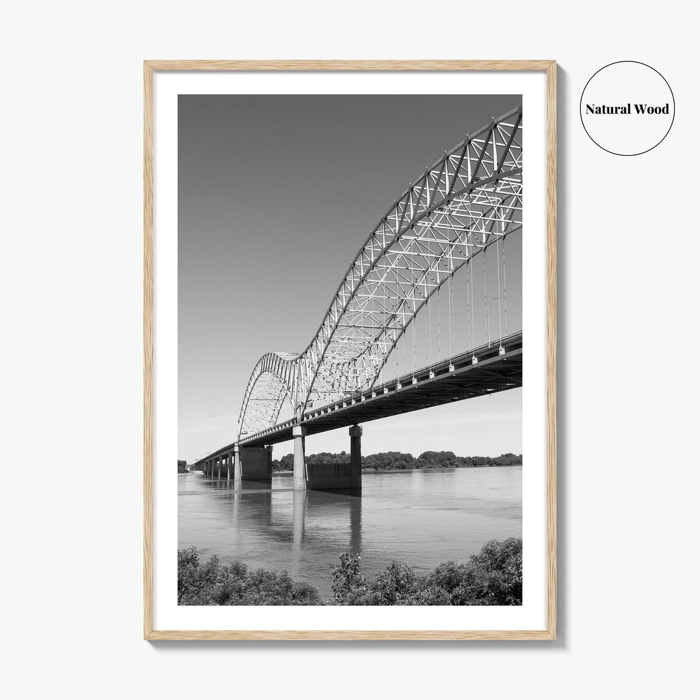 Memphis Black and White Fine Art Photo Print, Tennessee Hernando de Soto Bridge Poster