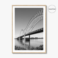 Memphis Black and White Fine Art Photo Print, Tennessee Hernando de Soto Bridge Poster