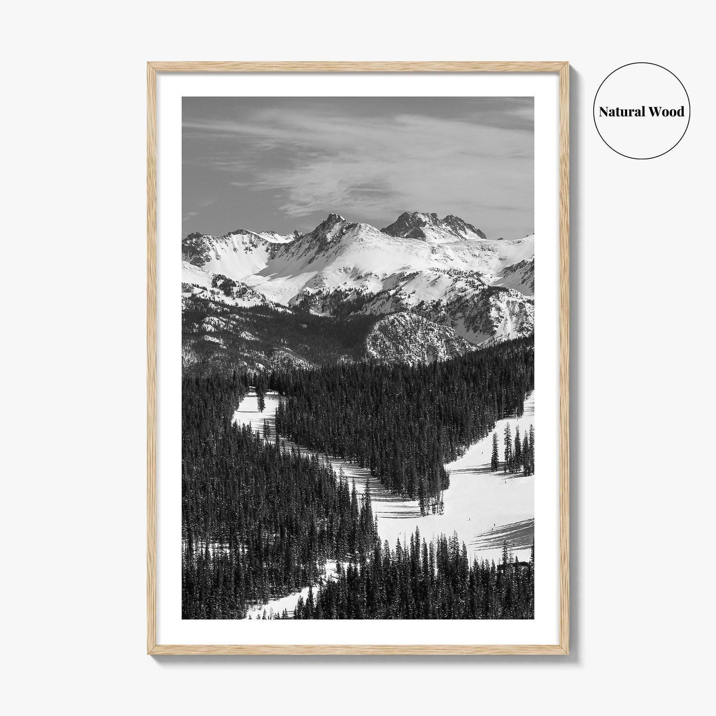 Vail Black and White Fine Art Photo Print, Colorado Rockies Ski Runs, Alpine Poster