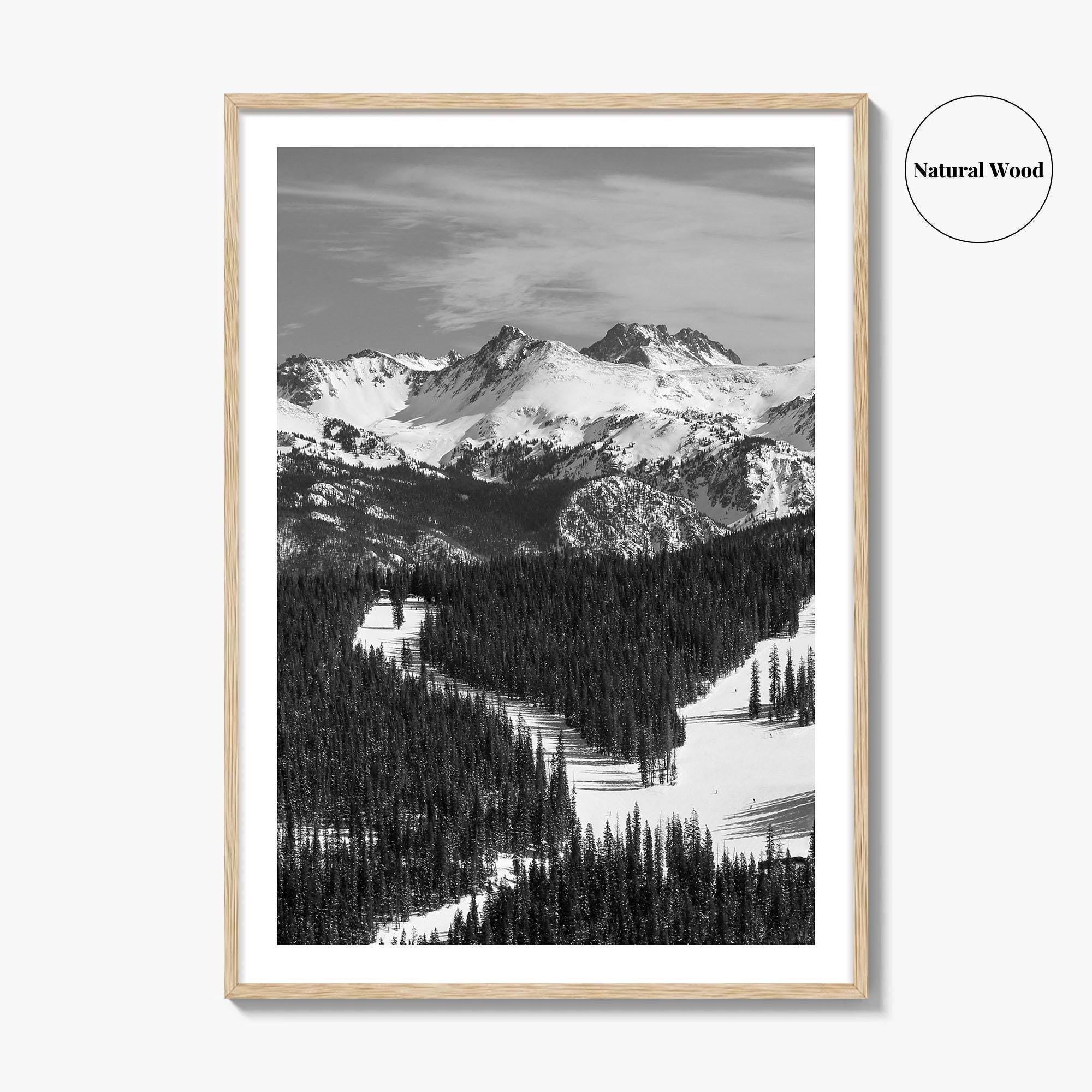Vail Black and White Fine Art Photo Print, Colorado Rockies Ski Runs, Alpine Poster