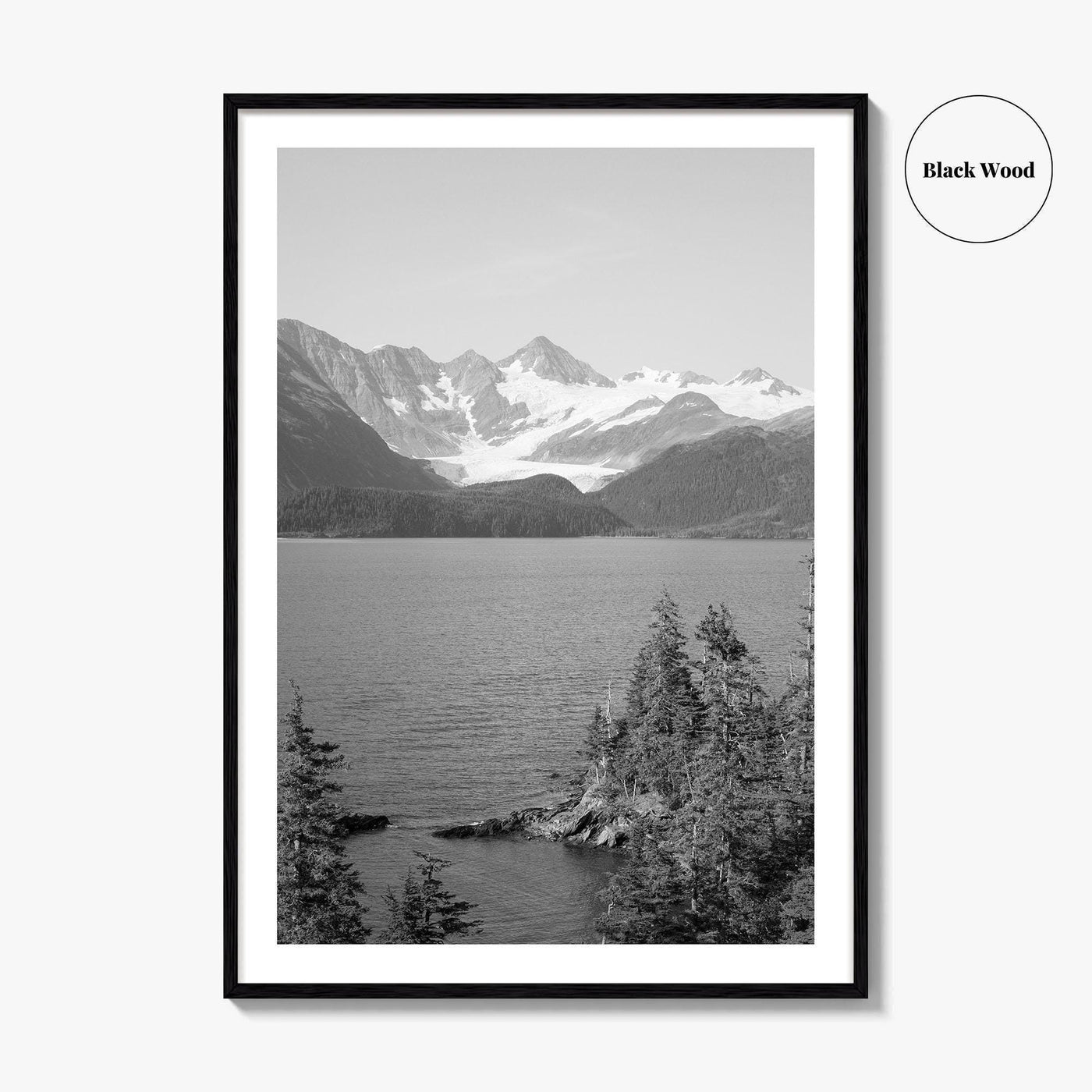 Whittier Alaska Black and White Fine Art Photo Print, Prince William Sound, Glacier, USA