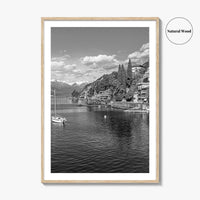 Lake Como Black and White Fine Art Photo Print, Varenna Italy Wall Poster