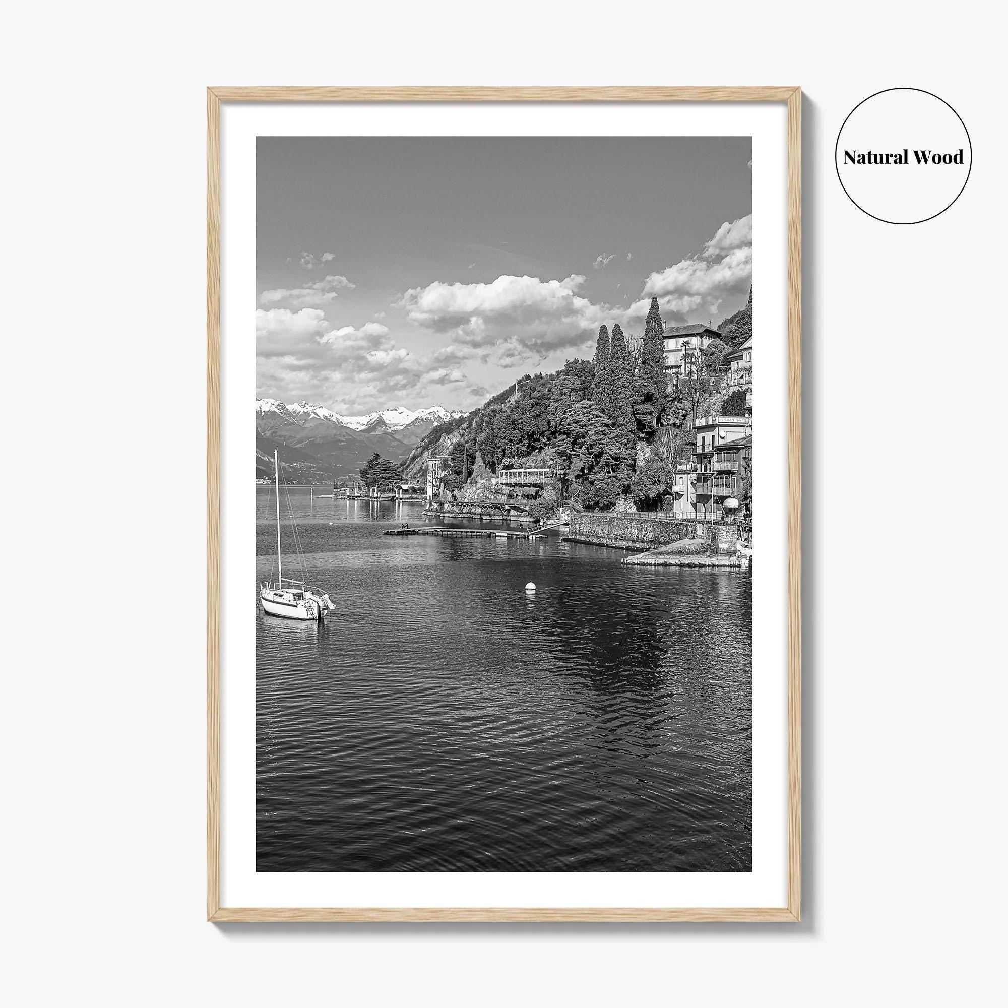 Lake Como Black and White Fine Art Photo Print, Varenna Italy Wall Poster