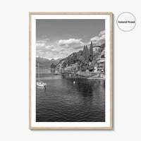 Lake Como Black and White Fine Art Photo Print, Varenna Italy Wall Poster