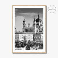 Madrid Skyline Black and White Fine Art Photo Print, Spain, Almudena Cathedral, Royal Palace