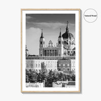 Madrid Skyline Black and White Fine Art Photo Print, Spain, Almudena Cathedral, Royal Palace