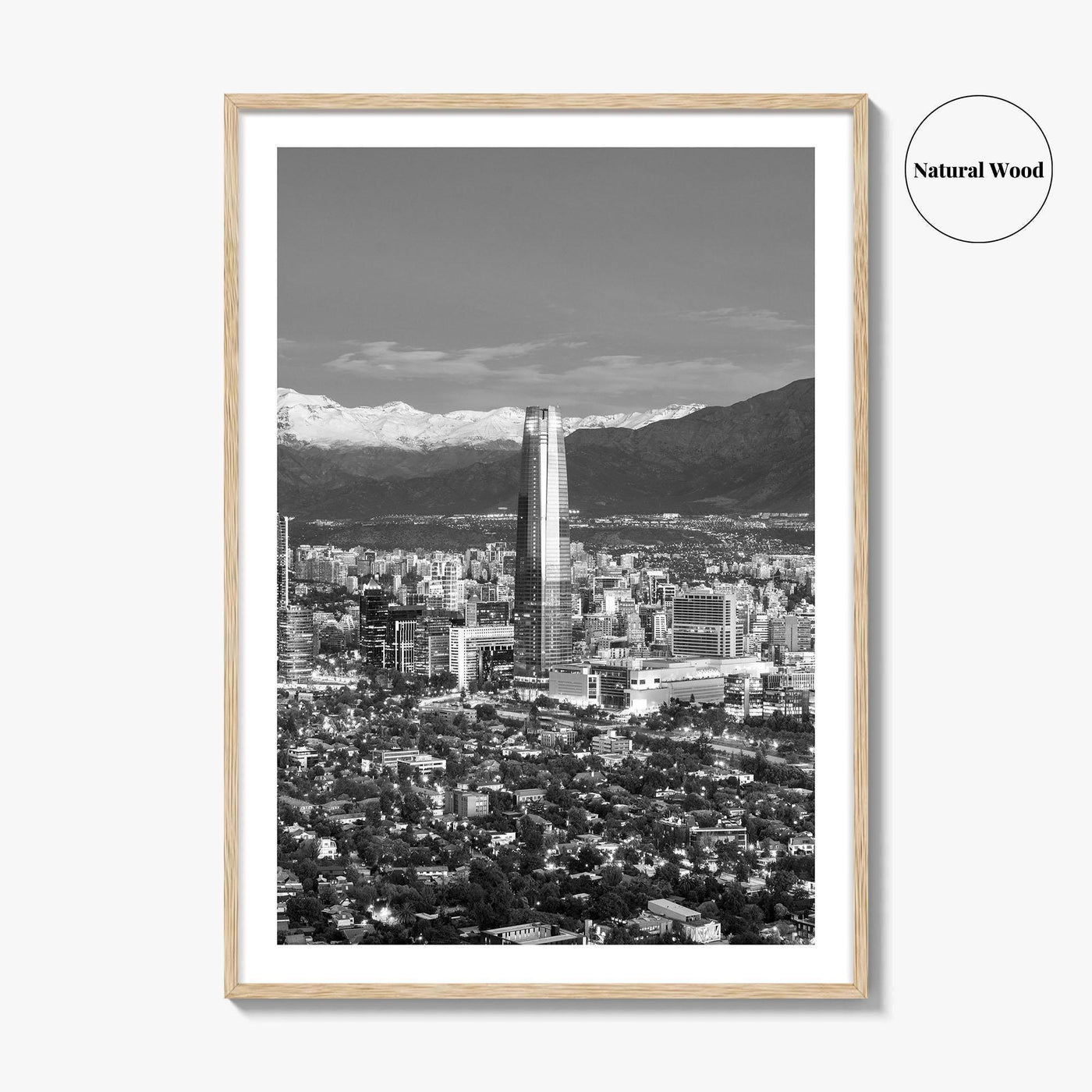 Santiago de Chile Skyline Black and White Fine Art Photo Print, Providencia, Andes, Poster