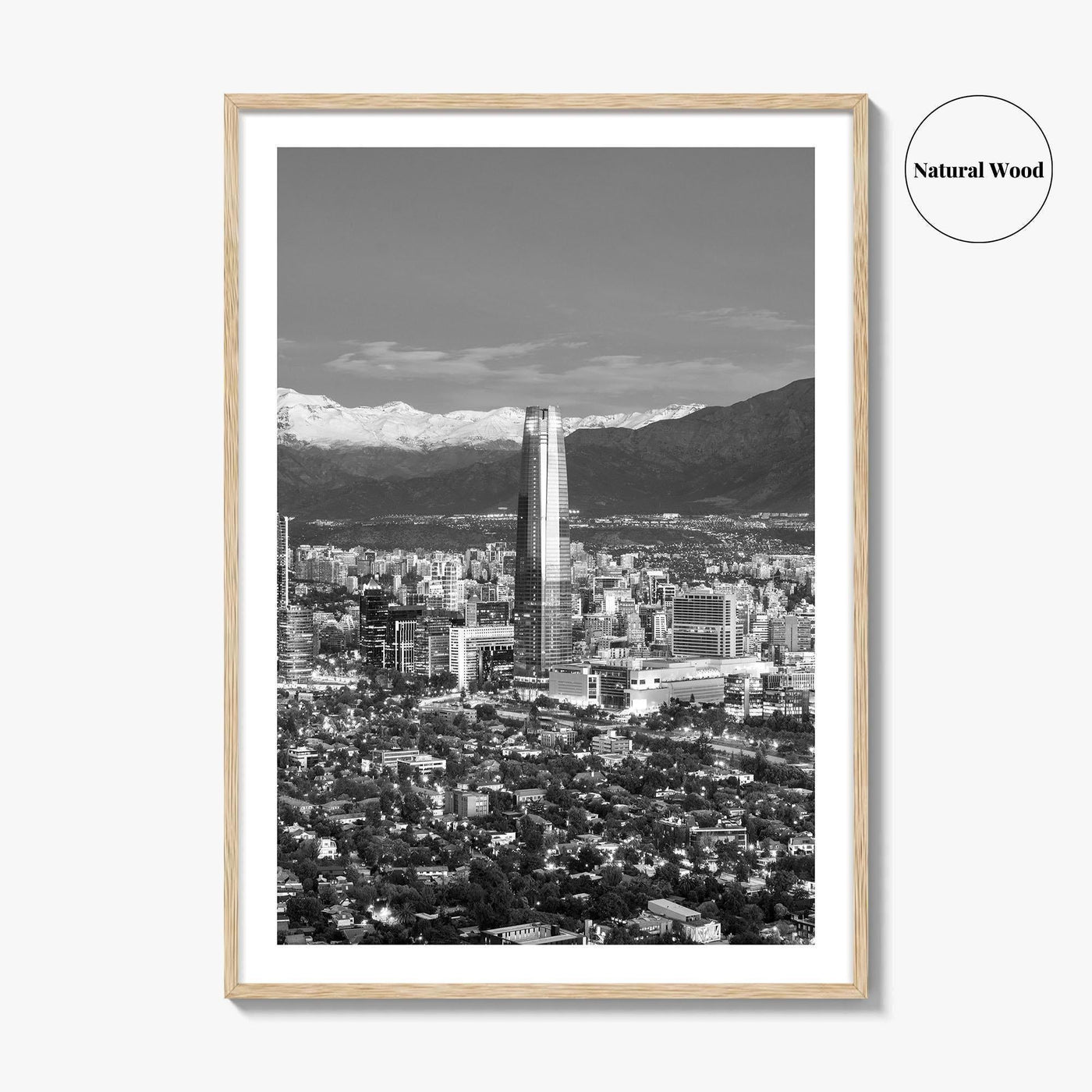 Santiago de Chile Skyline Black and White Fine Art Photo Print, Providencia, Andes, Poster