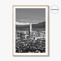 Santiago de Chile Skyline Black and White Fine Art Photo Print, Providencia, Andes, Poster