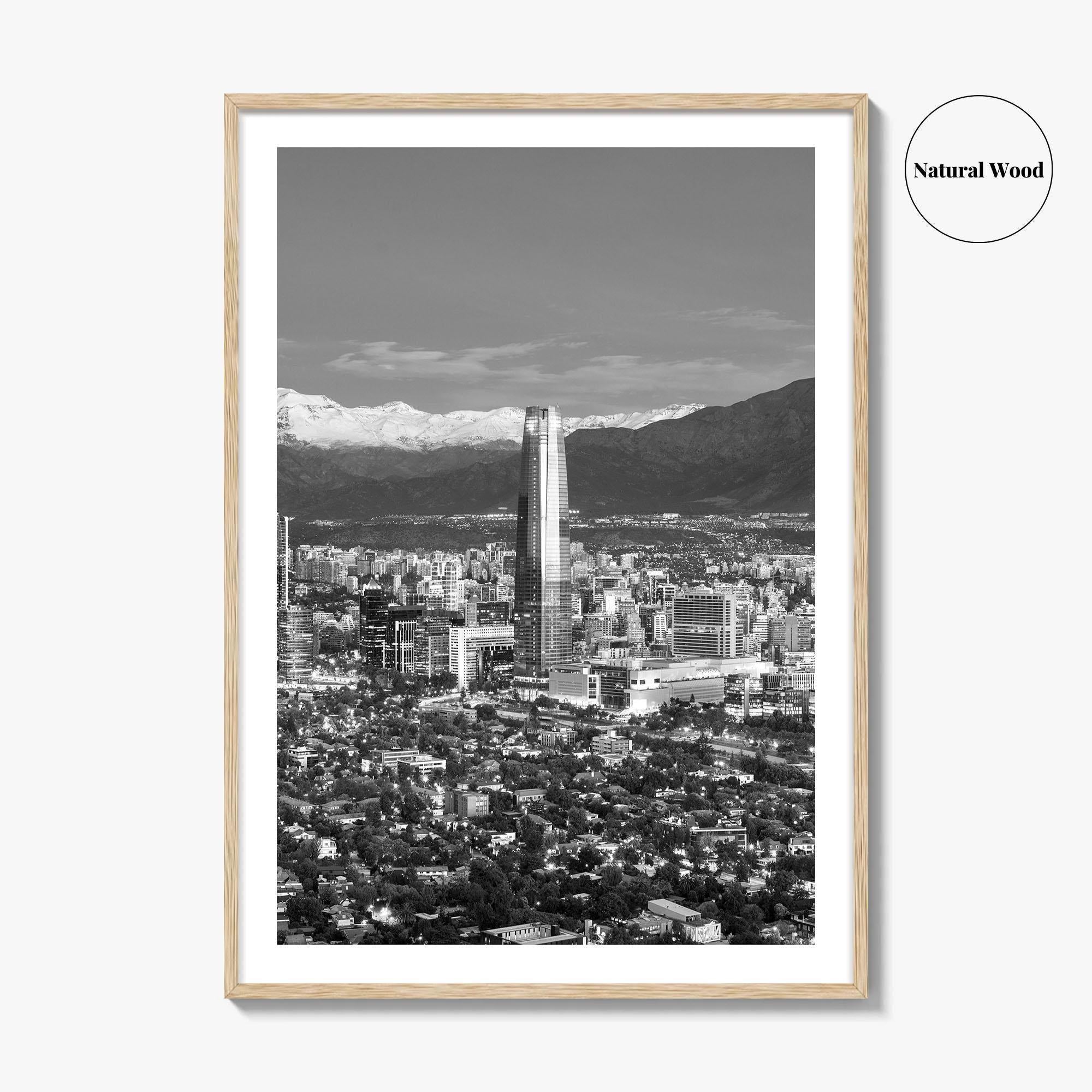 Santiago de Chile Skyline Black and White Fine Art Photo Print, Providencia, Andes, Poster