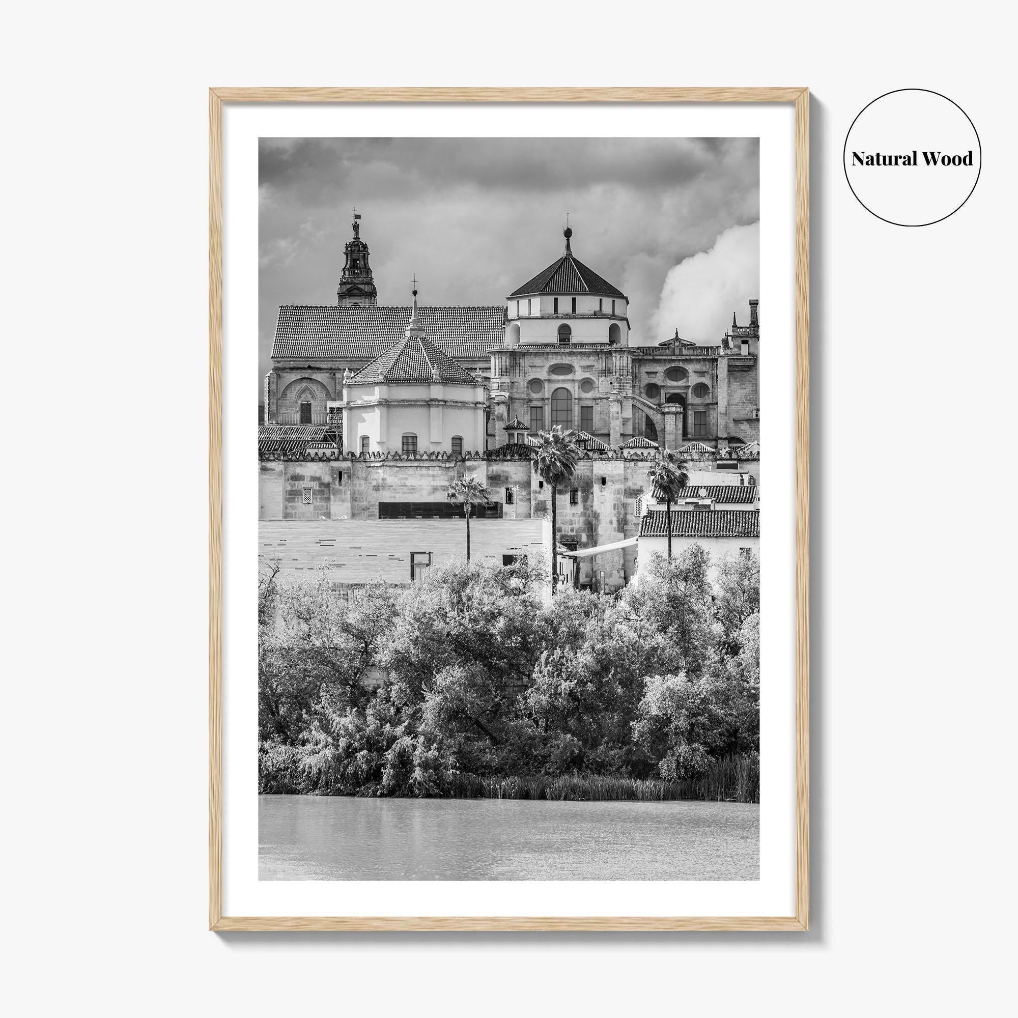 Cordoba Black and White Fine Art Photo Print, Mezquita Roman Bridge Andalusia Poster
