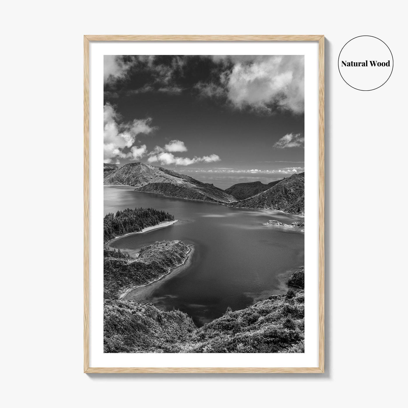 Lagoa do Fogo Black and White Fine Art Photo Print, Sao Miguel Azores Poster