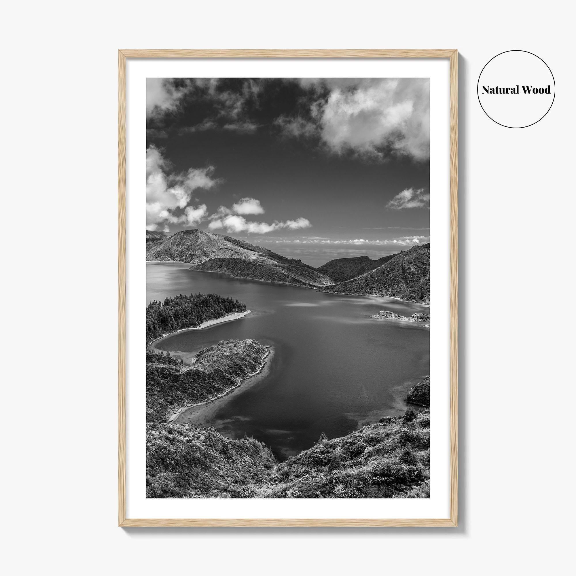 Lagoa do Fogo Black and White Fine Art Photo Print, Sao Miguel Azores Poster