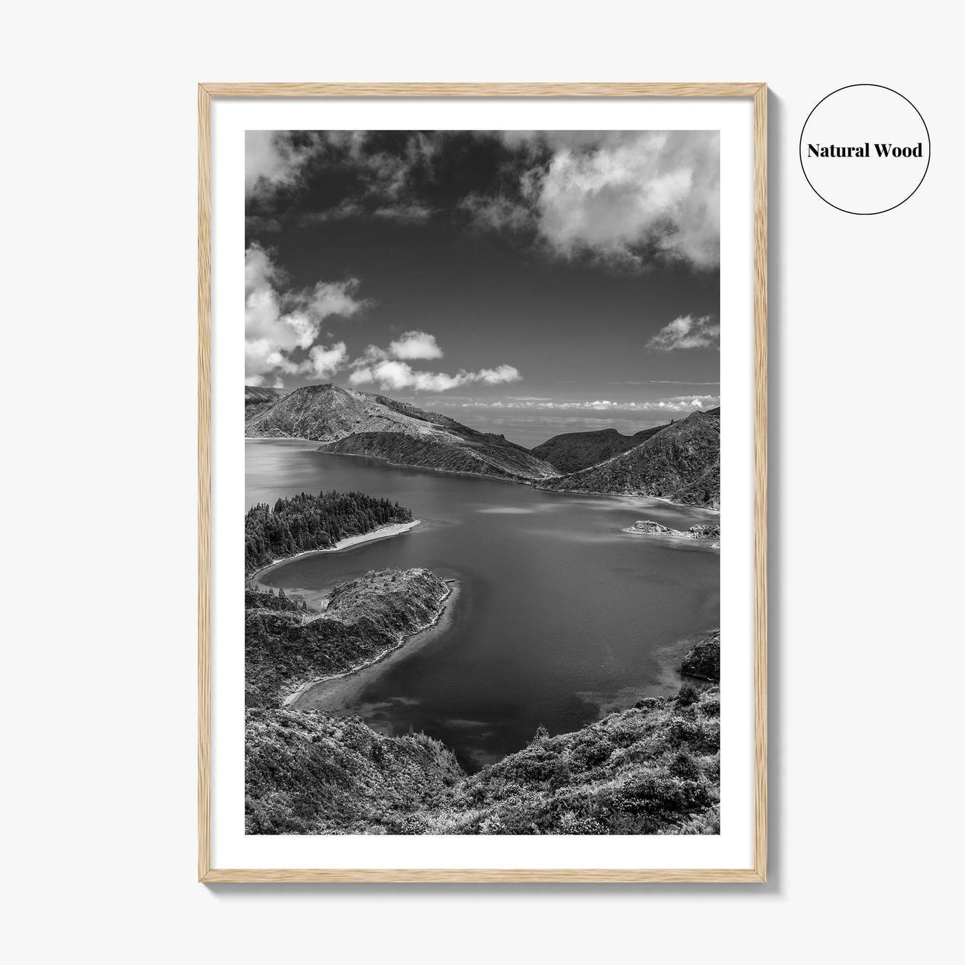 Lagoa do Fogo Black and White Fine Art Photo Print, Sao Miguel Azores Poster