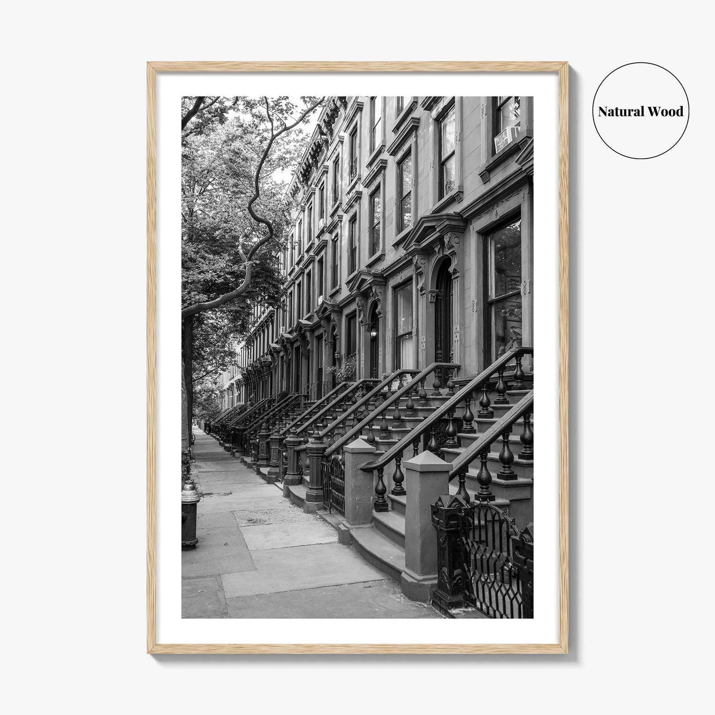 Brooklyn Black and White Fine Art Photo Print, Cobble Hill Brownstones NYC Poster