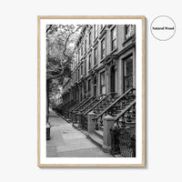 Brooklyn Black and White Fine Art Photo Print, Cobble Hill Brownstones NYC Poster