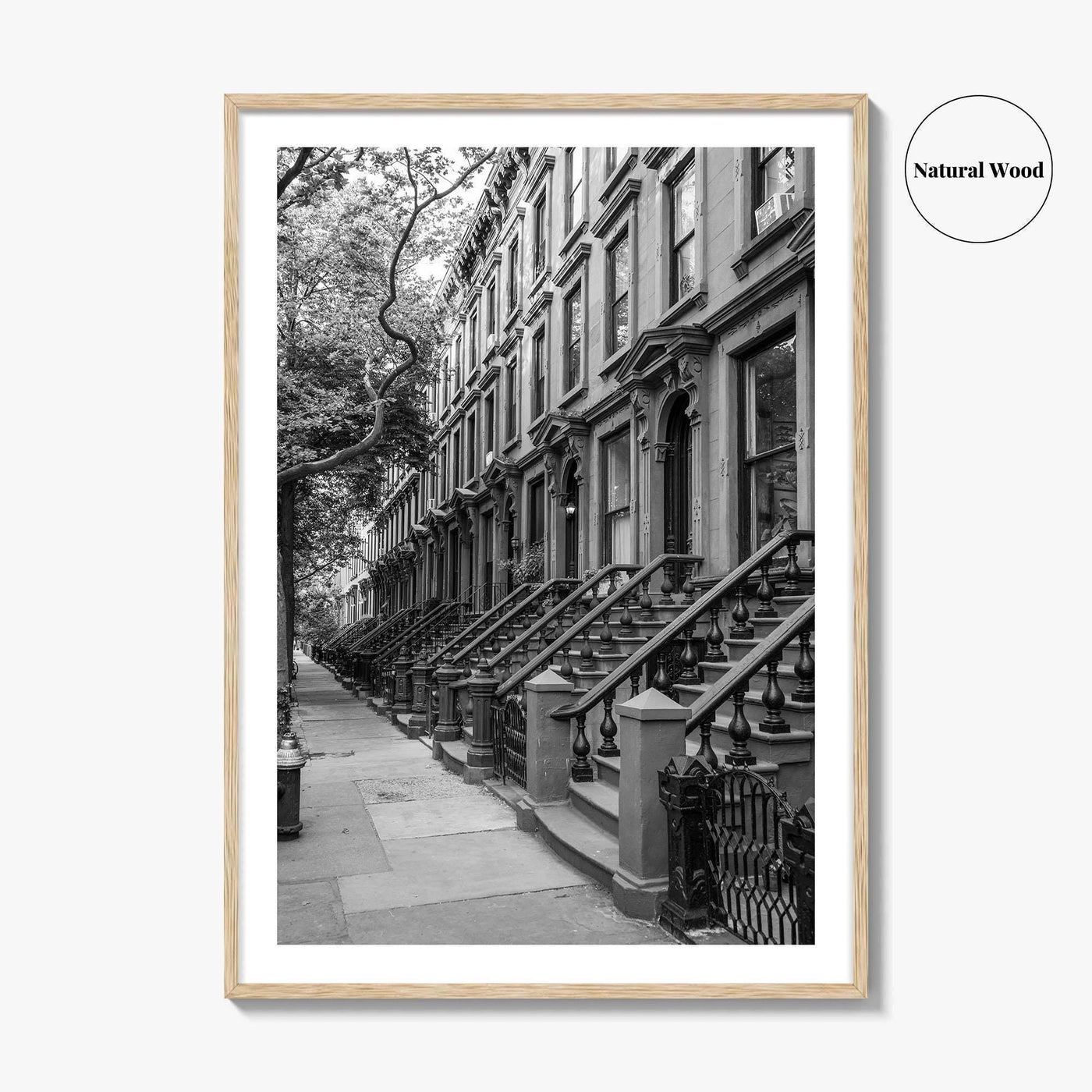 Brooklyn Black and White Fine Art Photo Print, Cobble Hill Brownstones NYC Poster