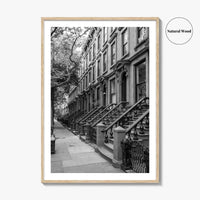Brooklyn Black and White Fine Art Photo Print, Cobble Hill Brownstones NYC Poster