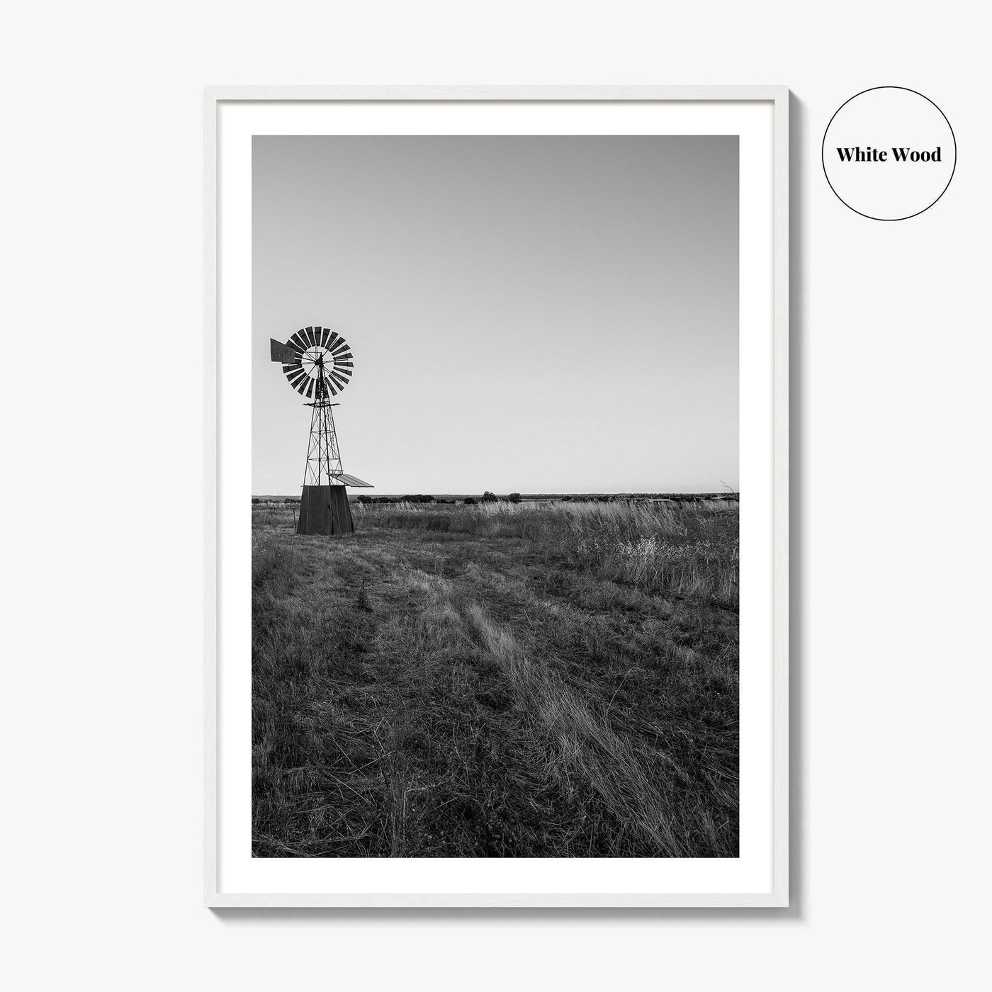 Texas Black and White Fine Art Photo Print, Windmill Poster, USA