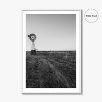 Texas Black and White Fine Art Photo Print, Windmill Poster, USA