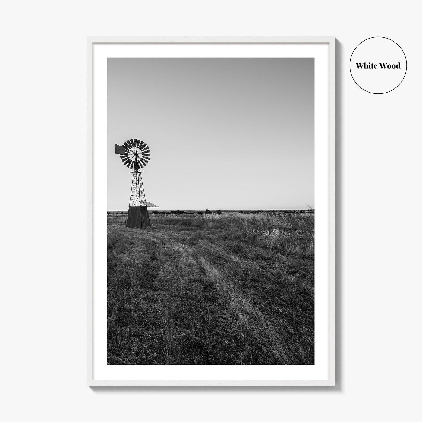 Texas Black and White Fine Art Photo Print, Windmill Poster, USA