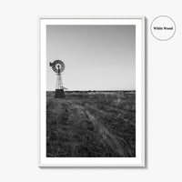 Texas Black and White Fine Art Photo Print, Windmill Poster, USA