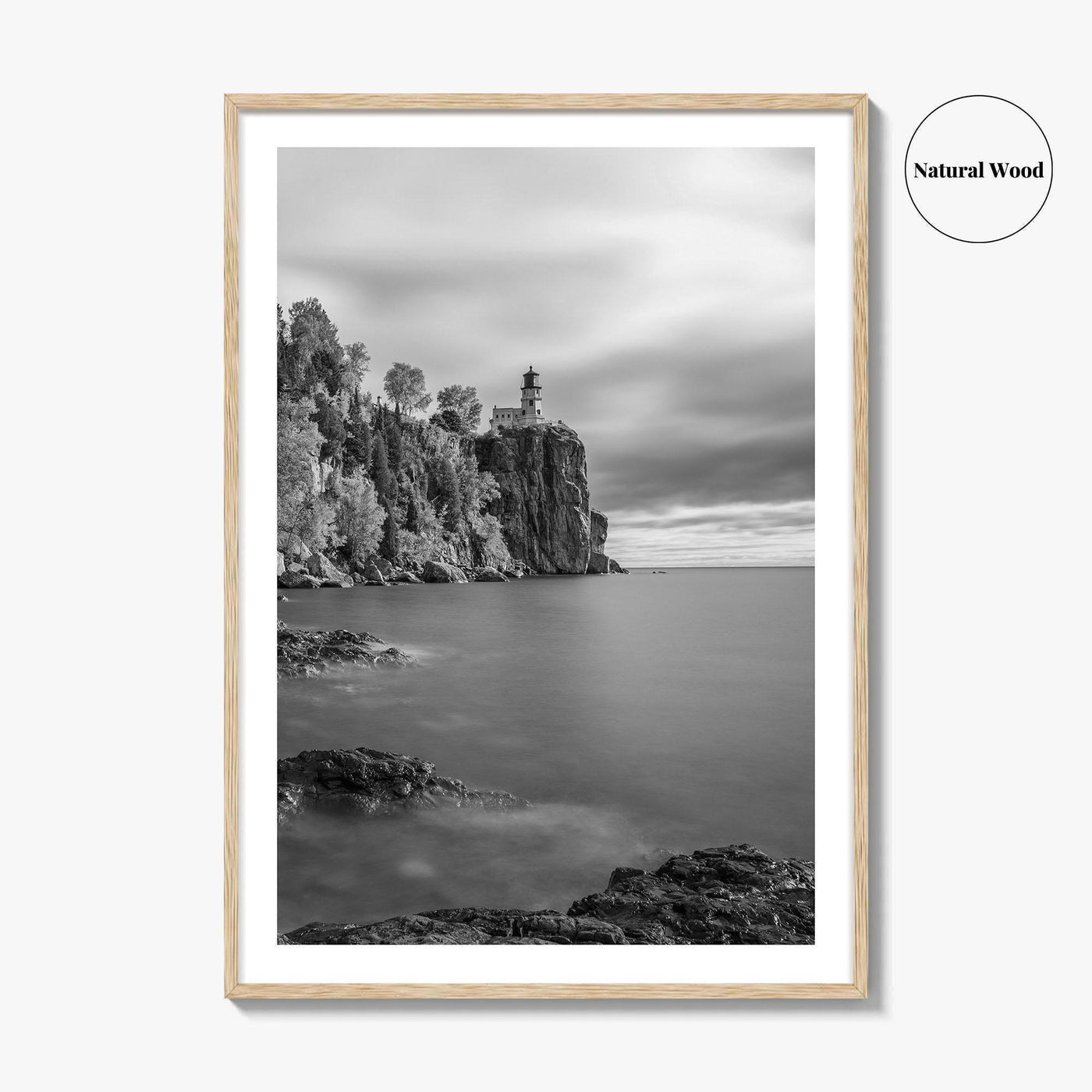 Lake Superior Black and White Fine Art Photo Print, Split Rock Lighthouse Minnesota, USA