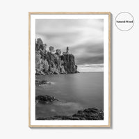 Lake Superior Black and White Fine Art Photo Print, Split Rock Lighthouse Minnesota, USA