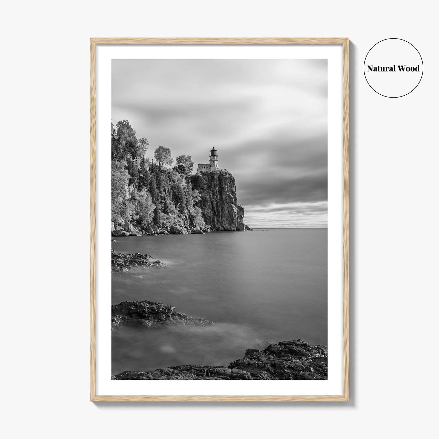 Lake Superior Black and White Fine Art Photo Print, Split Rock Lighthouse Minnesota, USA