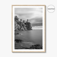 Lake Superior Black and White Fine Art Photo Print, Split Rock Lighthouse Minnesota, USA