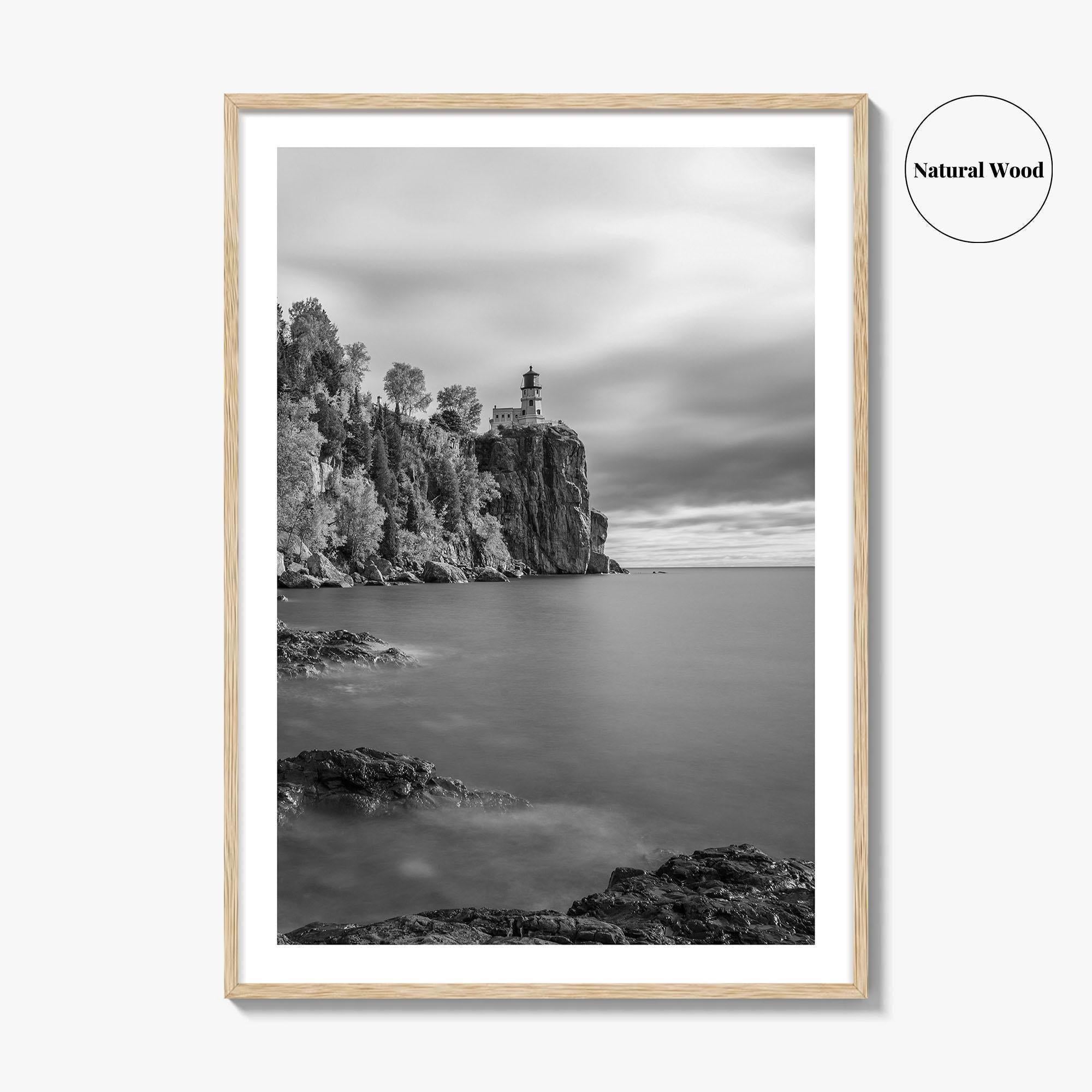 Lake Superior Black and White Fine Art Photo Print, Split Rock Lighthouse Minnesota, USA