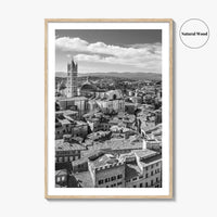 Siena Black and White Fine Art Photo Print, Tuscany Italy Duomo, Mangia Tower Poster