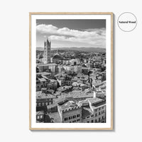 Siena Black and White Fine Art Photo Print, Tuscany Italy Duomo, Mangia Tower Poster