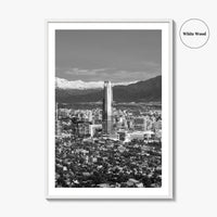 Santiago de Chile Skyline Black and White Fine Art Photo Print, Providencia, Andes, Poster