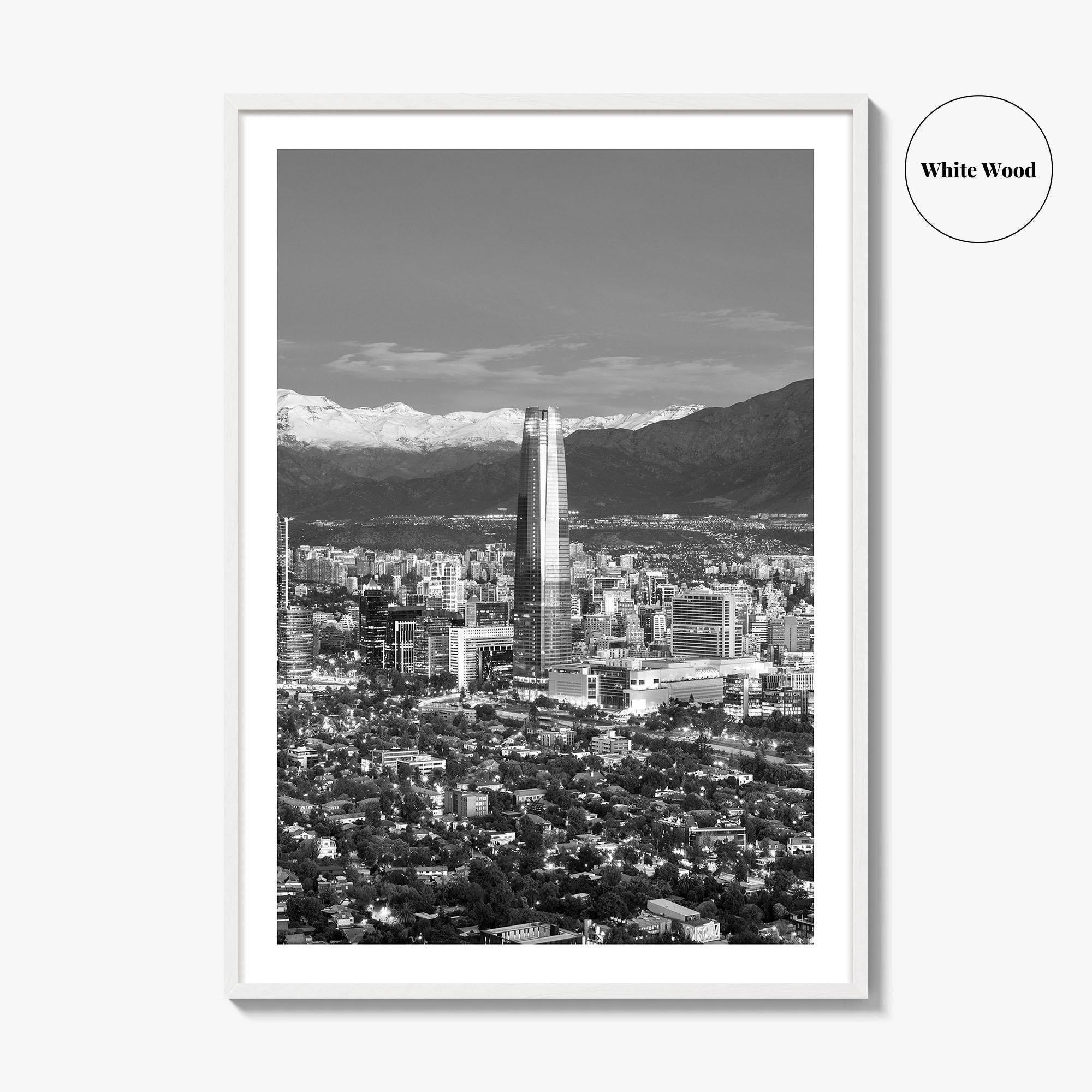 Santiago de Chile Skyline Black and White Fine Art Photo Print, Providencia, Andes, Poster