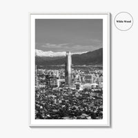 Santiago de Chile Skyline Black and White Fine Art Photo Print, Providencia, Andes, Poster
