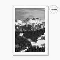 Vail Black and White Fine Art Photo Print, Colorado Rockies Ski Runs, Alpine Poster