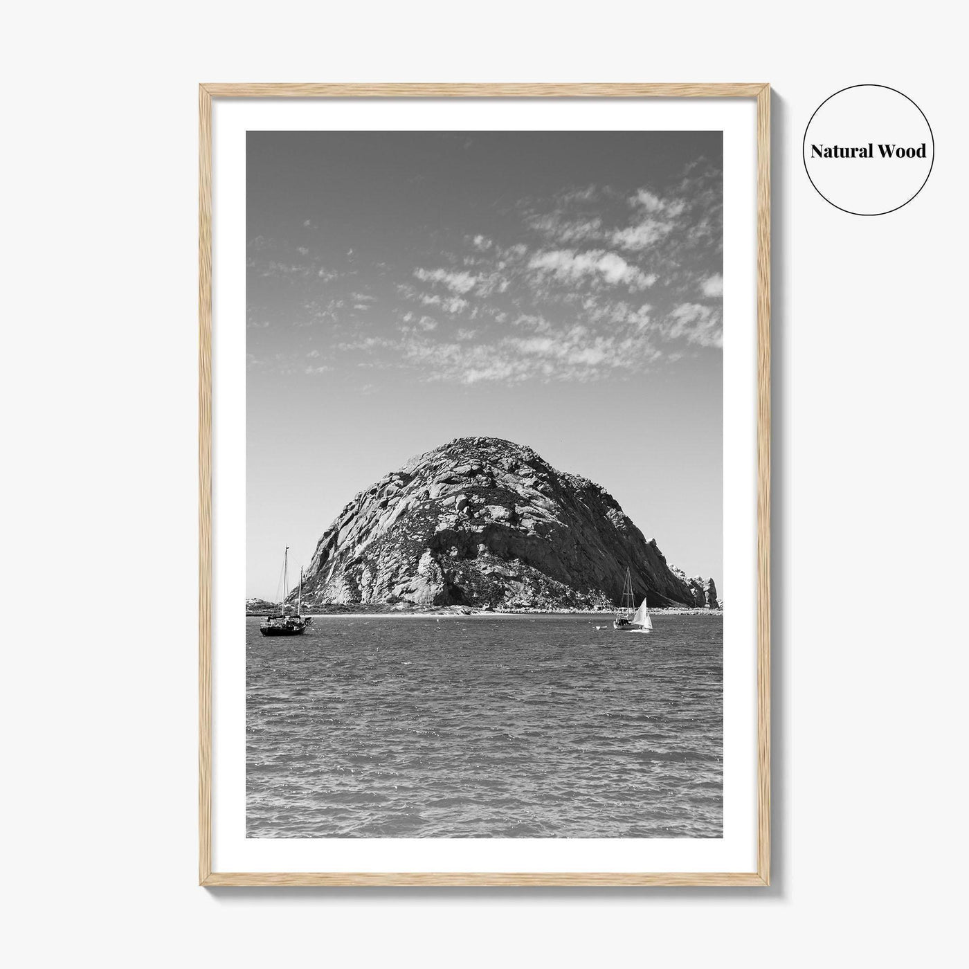 Morro Bay Black and White Fine Art Photo Print, Morro Rock California Poster