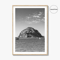 Morro Bay Black and White Fine Art Photo Print, Morro Rock California Poster