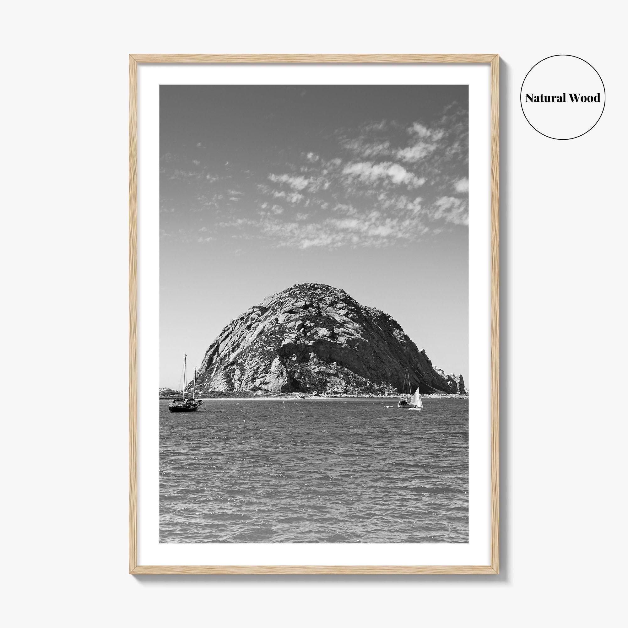 Morro Bay Black and White Fine Art Photo Print, Morro Rock California Poster