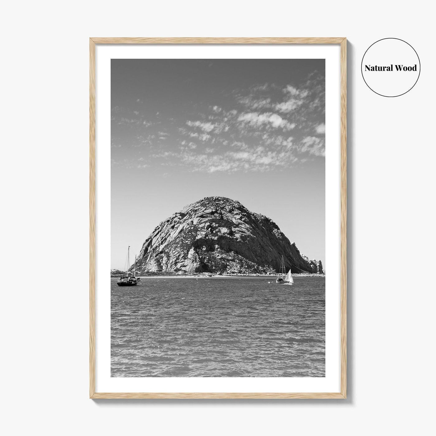 Morro Bay Black and White Fine Art Photo Print, Morro Rock California Poster
