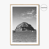 Morro Bay Black and White Fine Art Photo Print, Morro Rock California Poster