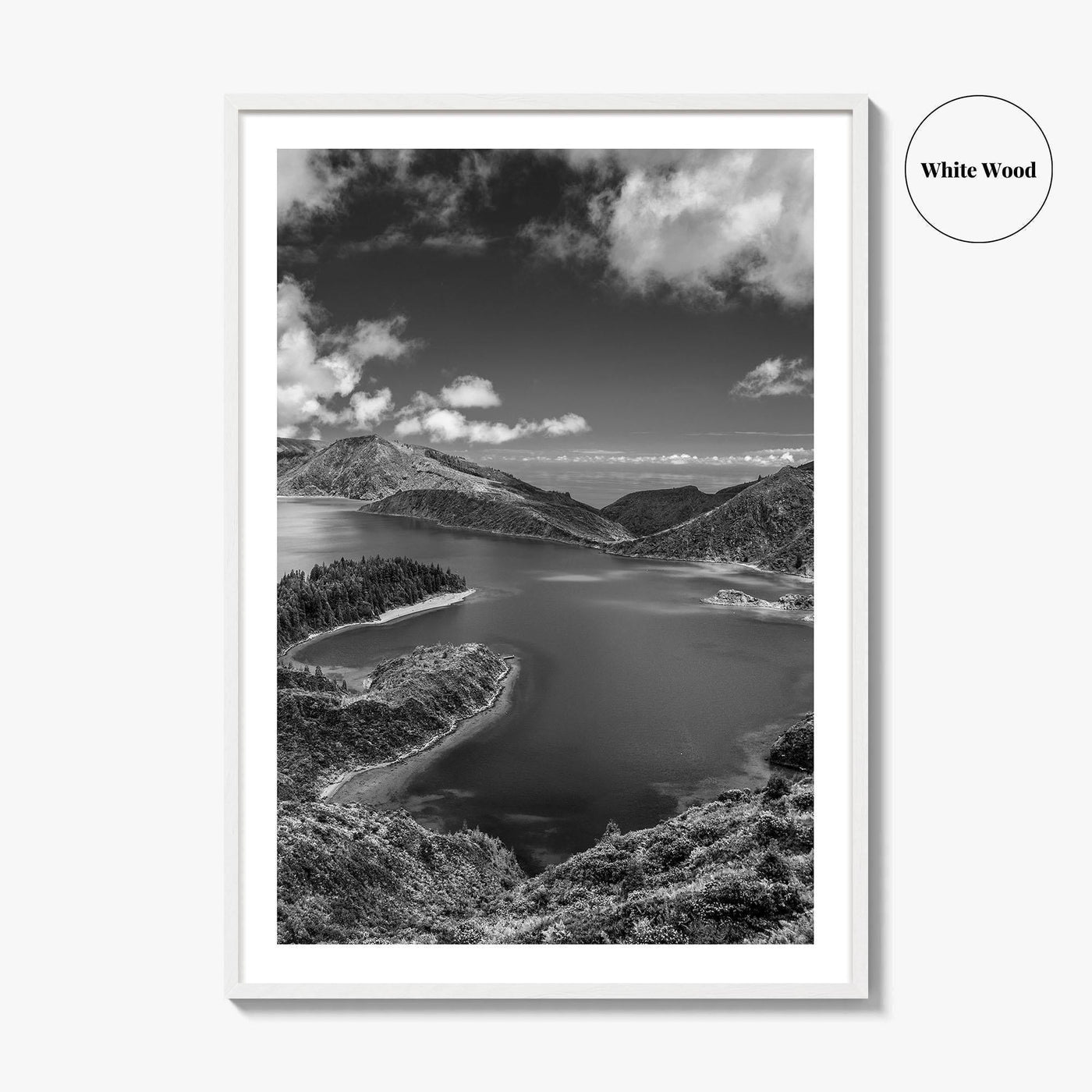 Lagoa do Fogo Black and White Fine Art Photo Print, Sao Miguel Azores Poster