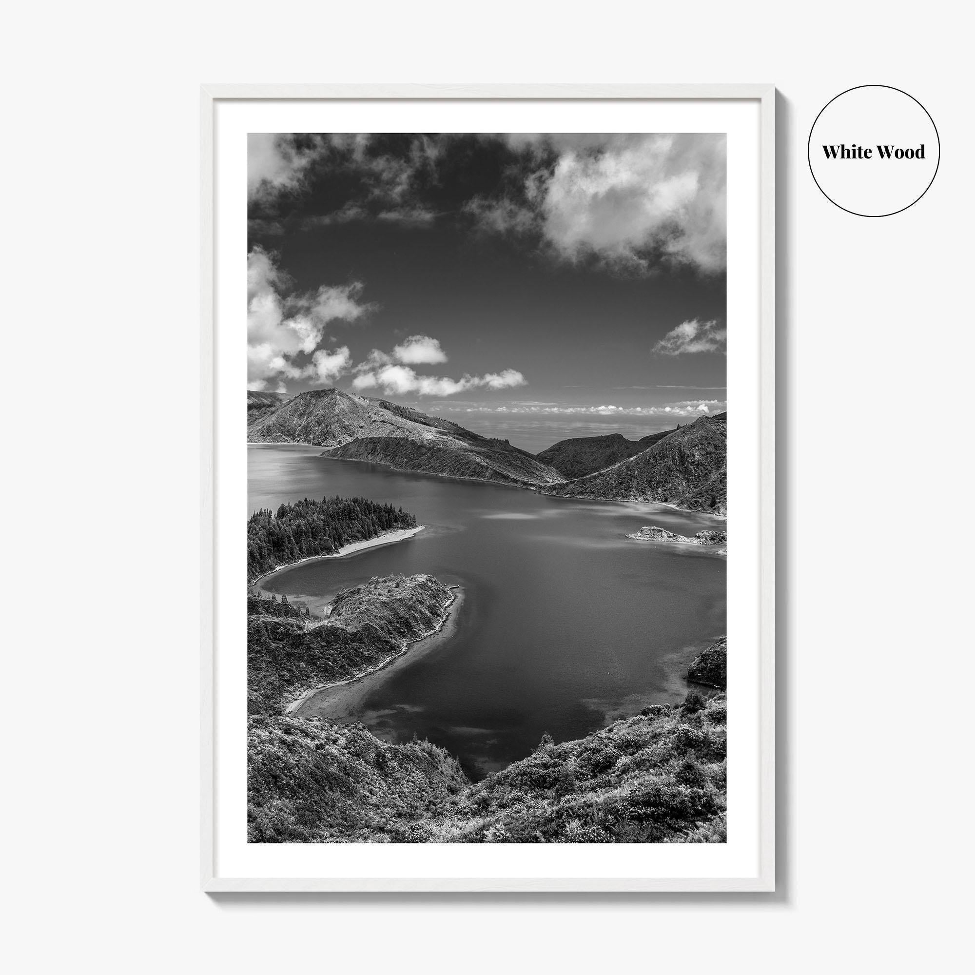 Lagoa do Fogo Black and White Fine Art Photo Print, Sao Miguel Azores Poster