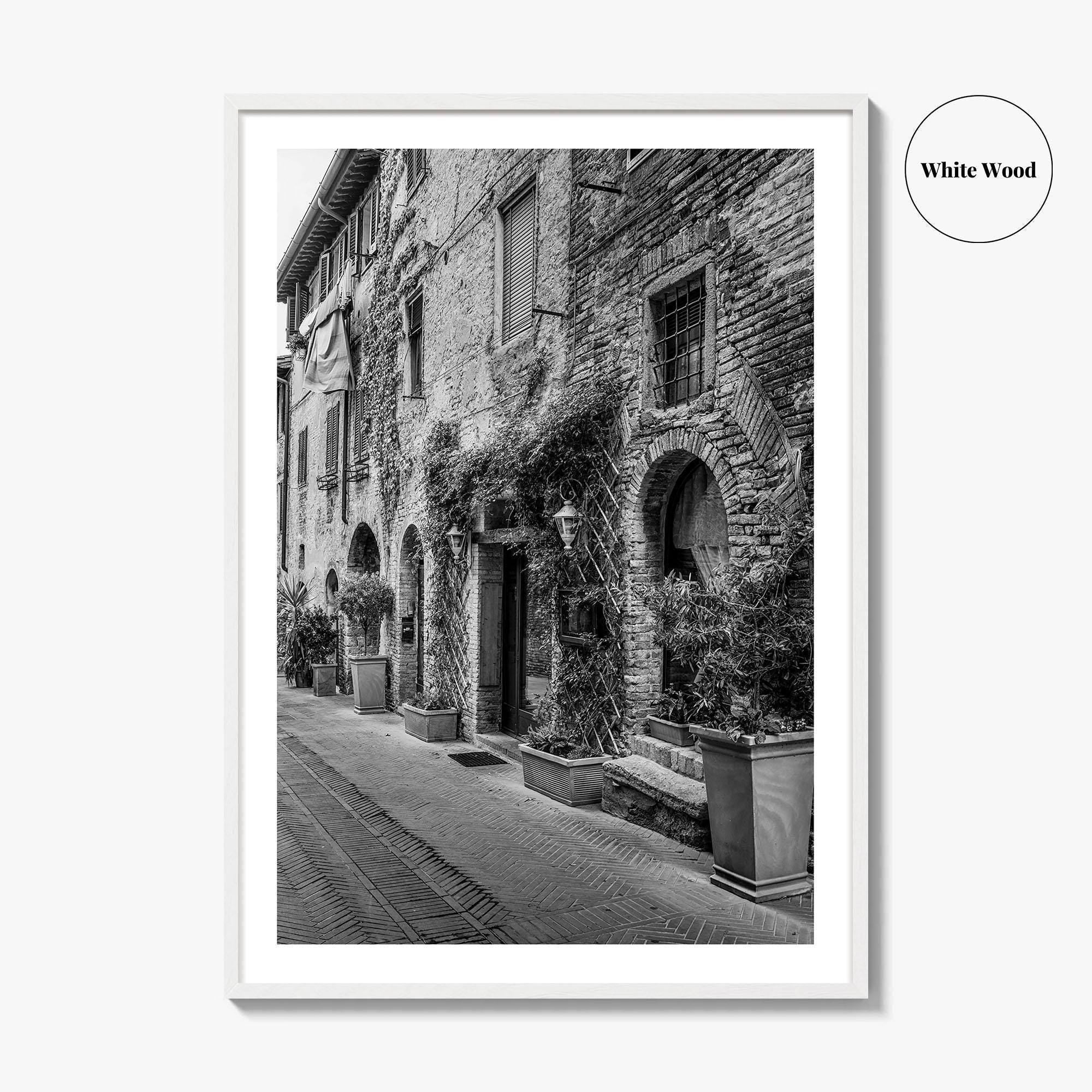 San Gimignano Black and White Fine Art Photo Print, Tuscany Italy Wall Poster