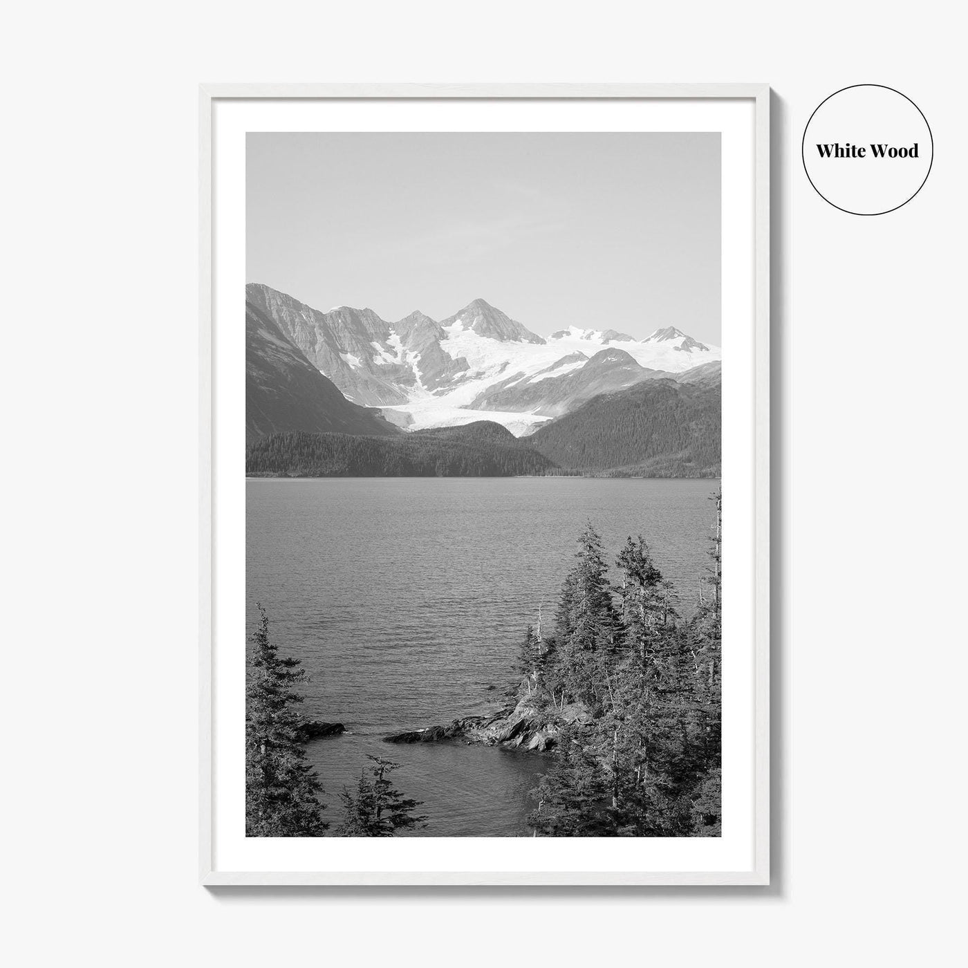 Whittier Alaska Black and White Fine Art Photo Print, Prince William Sound, Glacier, USA